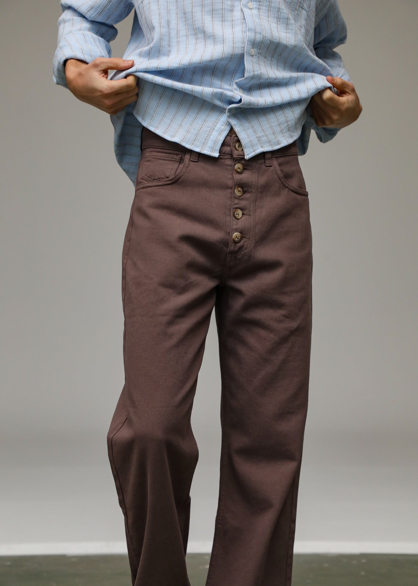 Front Buttons Comfy Pants Taupe
