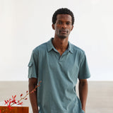 Short Modern Polo Pocket Green