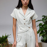 Buttons Romper Natural