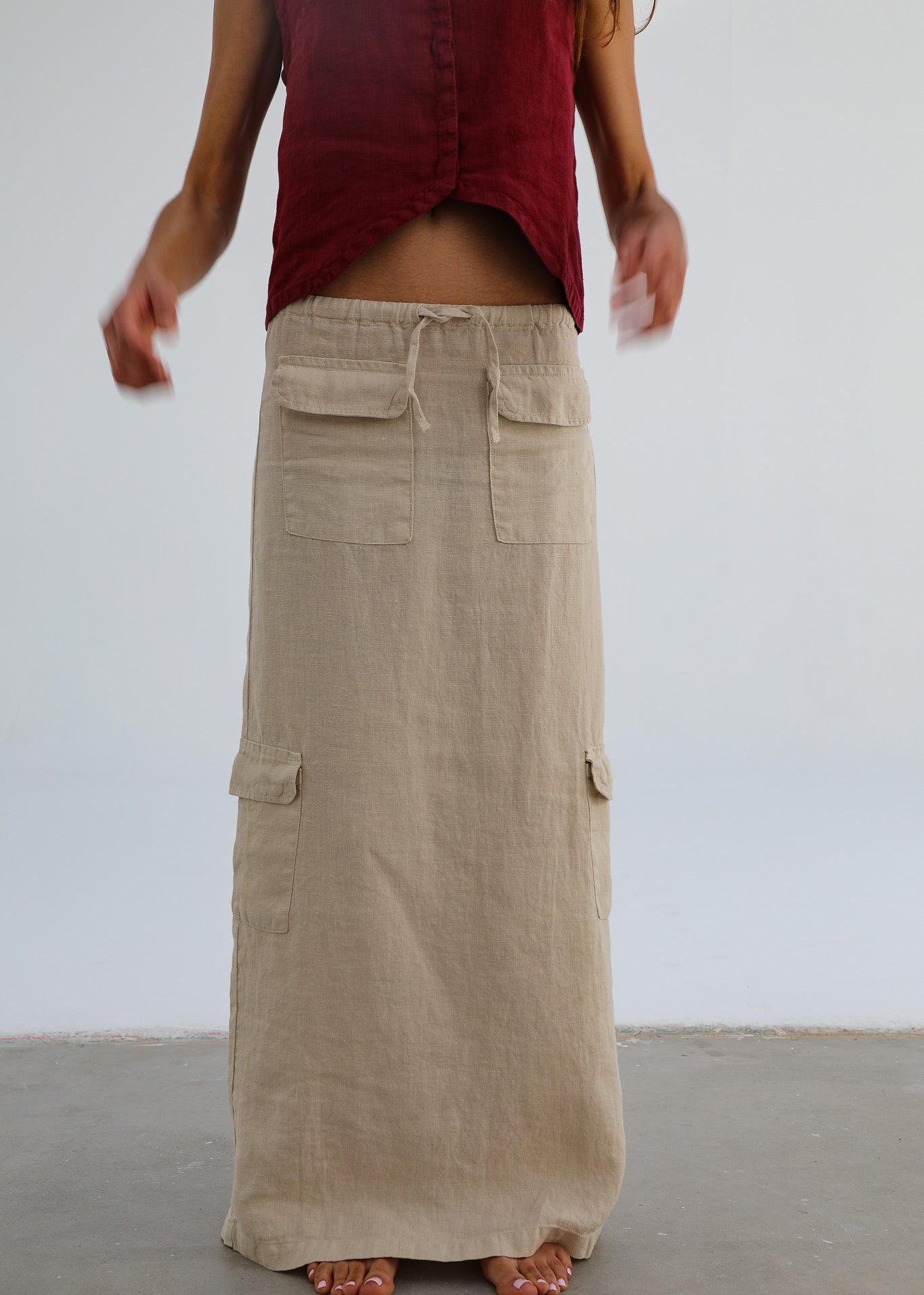 Cool Linen Skirt Beige