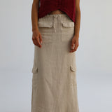 Cool Linen Skirt Beige