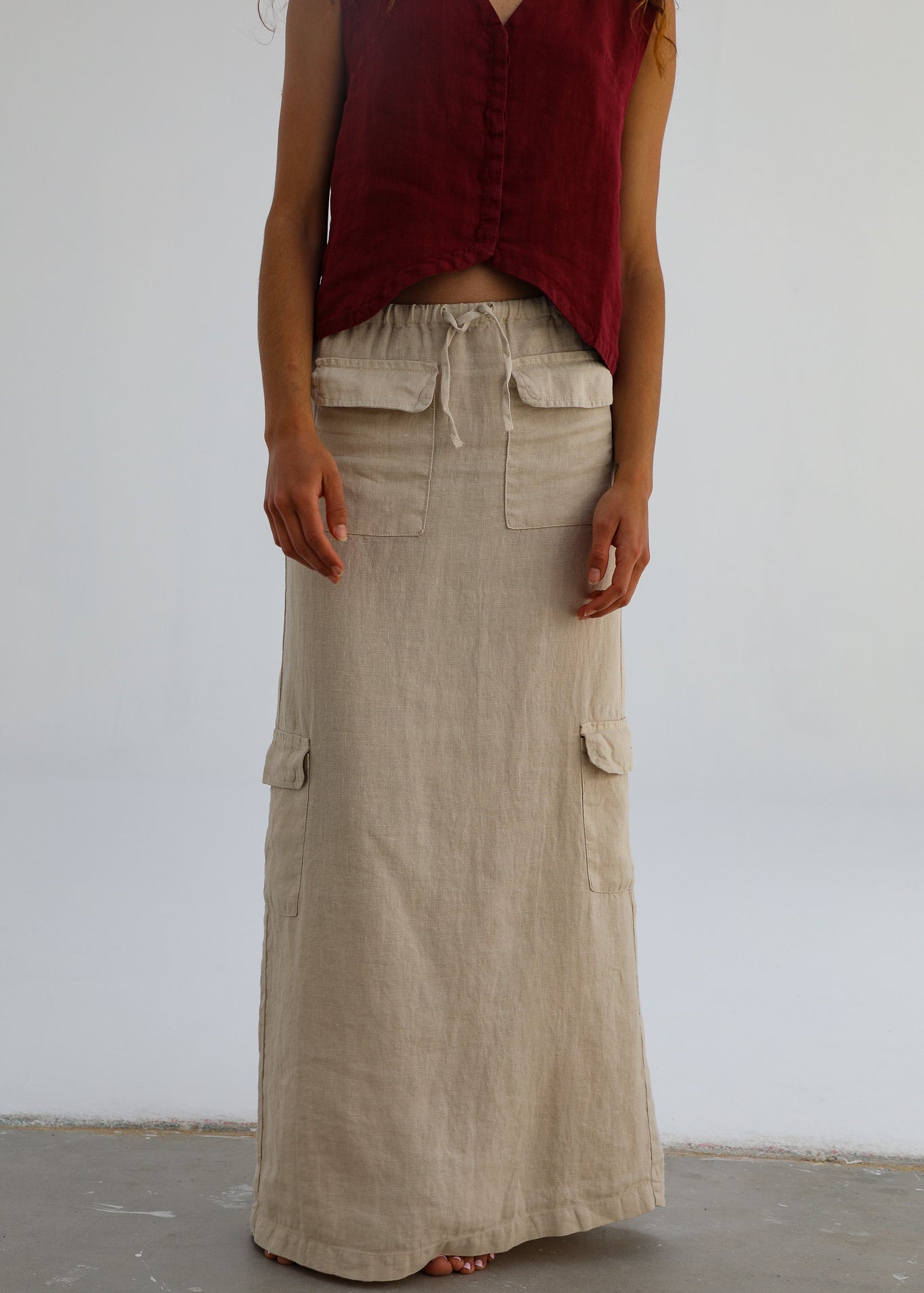 Cool Linen Skirt Beige