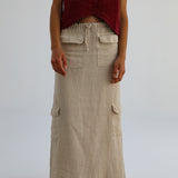 Cool Linen Skirt Beige