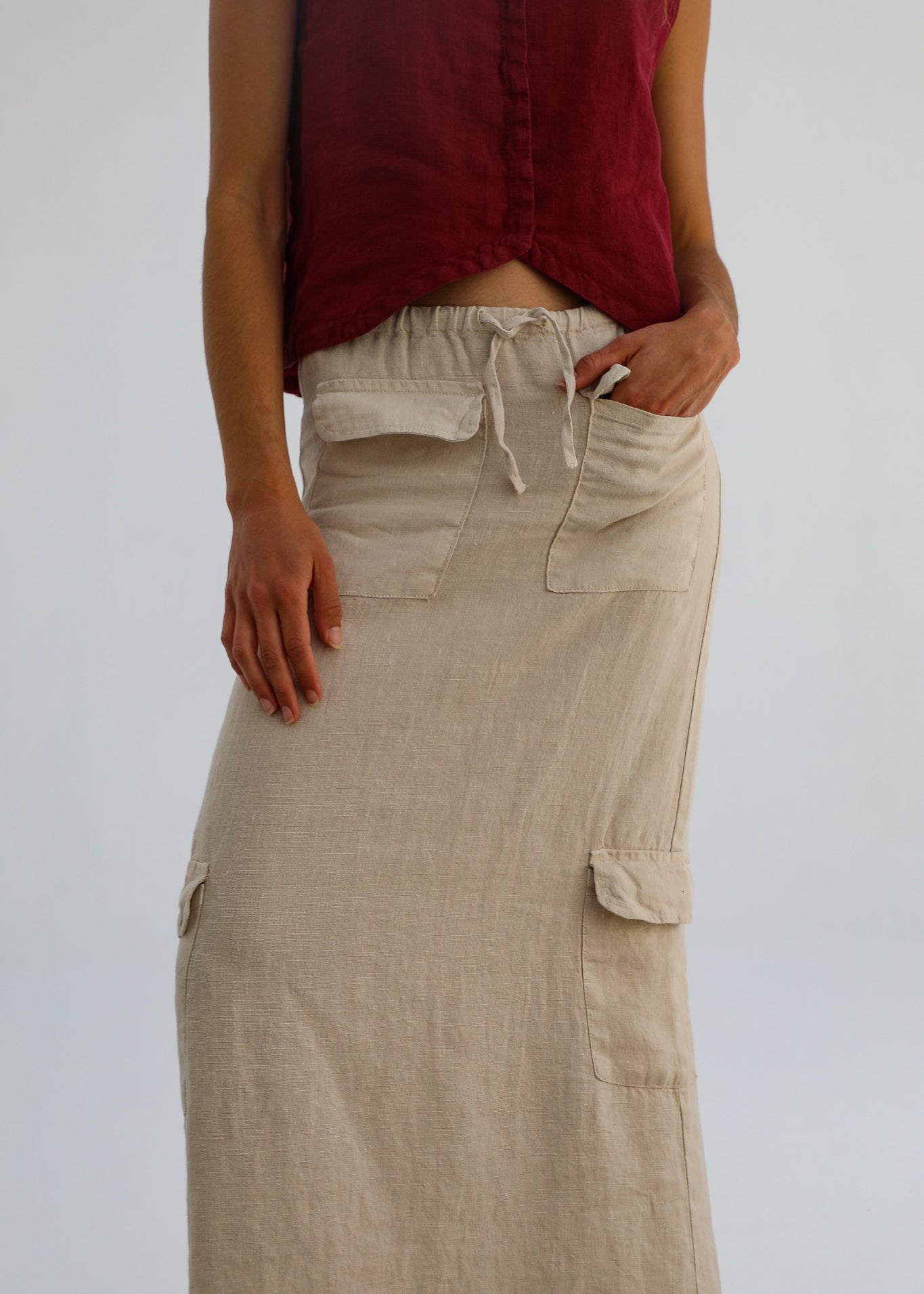 Cool Linen Skirt Beige