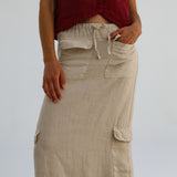 Cool Linen Skirt Beige