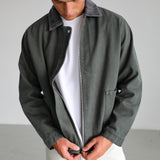Contrast Corduroy Jacket Green & Grey
