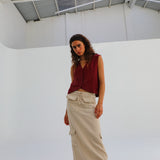 Cool Linen Skirt Beige