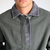 Contrast Corduroy Jacket Green & Grey
