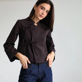 Long Japanese Crossed Top Brown