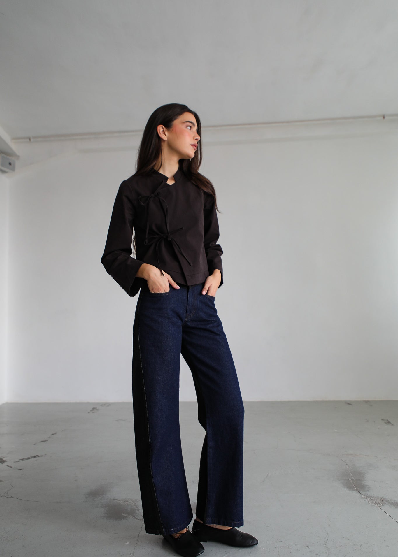 Long Japanese Crossed Top Brown
