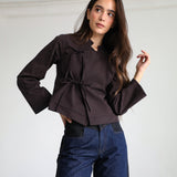 Long Japanese Crossed Top Brown