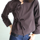 Long Japanese Crossed Top Brown