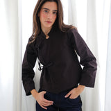 Long Japanese Crossed Top Brown