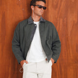 Contrast Corduroy Jacket Green & Grey
