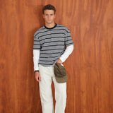 Stripes Contrast Trendy T-Shirt Blue & White