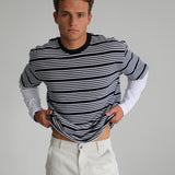 Stripes Contrast Trendy T-Shirt Blue & White