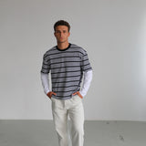 Stripes Contrast Trendy T-Shirt Blue & White