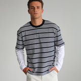 Stripes Contrast Trendy T-Shirt Blue & White