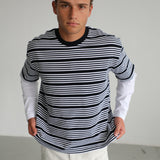 Stripes Contrast Trendy T-Shirt Blue & White
