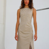 Gathered Long Dress Beige