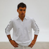 Modern Polo Stripe Detail White & Brown