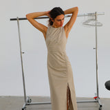 Gathered Long Dress Beige