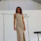 Gathered Long Dress Beige