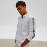 Modern Polo Stripe Detail White & Brown