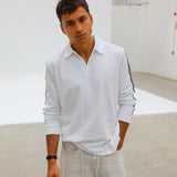 Modern Polo Stripe Detail White & Brown