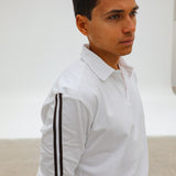 Modern Polo Stripe Detail White & Brown