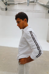 Modern Polo Stripe Detail White & Brown