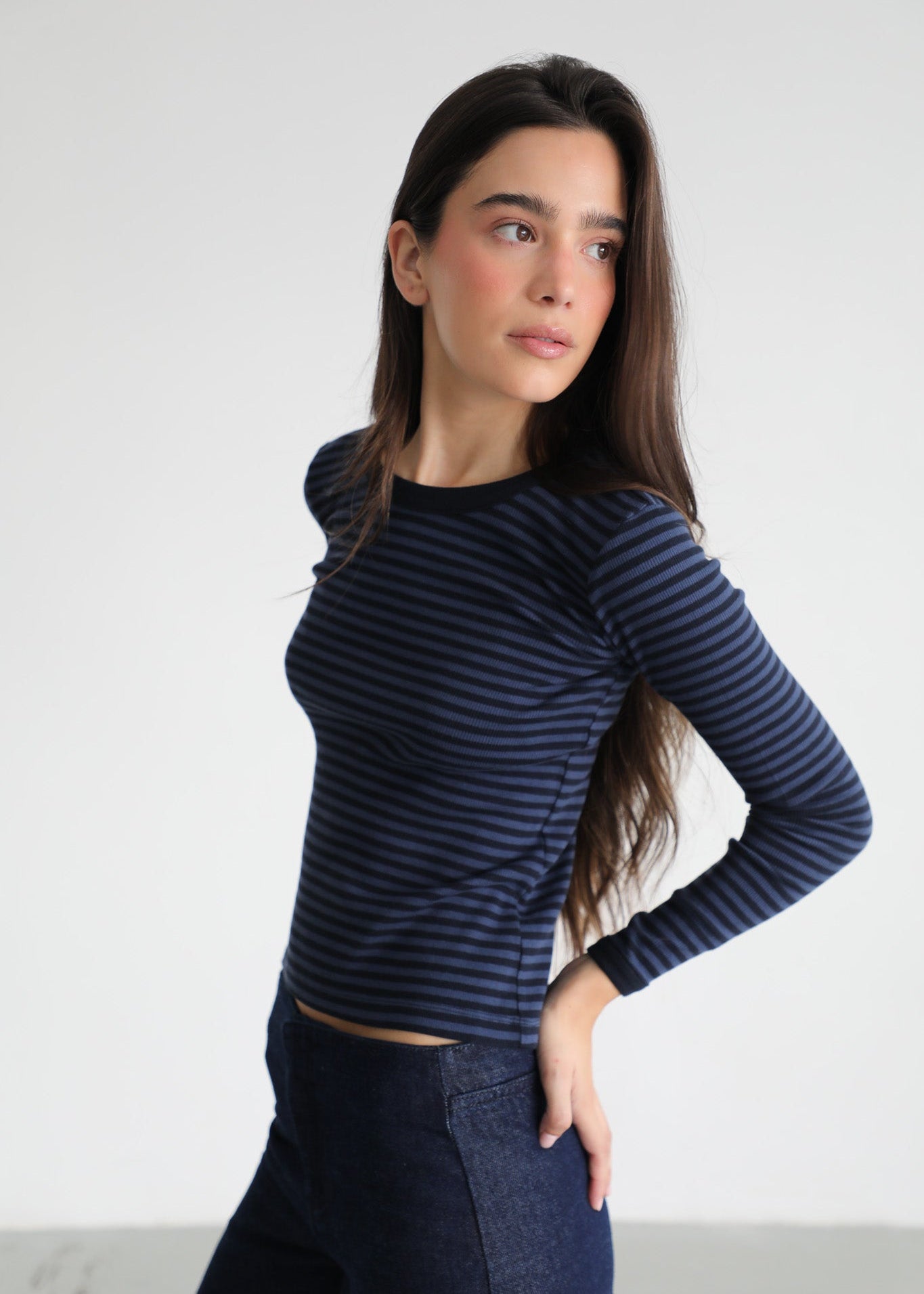 Stripes Long T-Shirt Blue