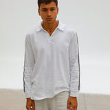 Modern Polo Stripe Detail White & Brown