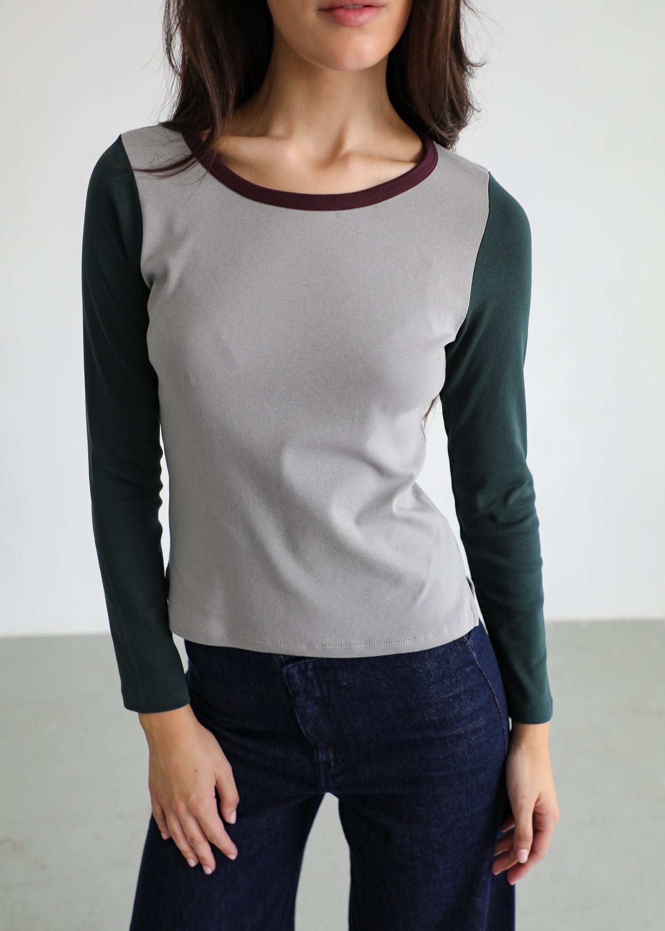 Triple Tone Long T-Shirt Grey