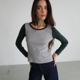Triple Tone Long T-Shirt Grey