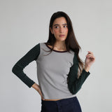 Triple Tone Long T-Shirt Grey