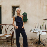 Asymmetric Cupro Top Navy