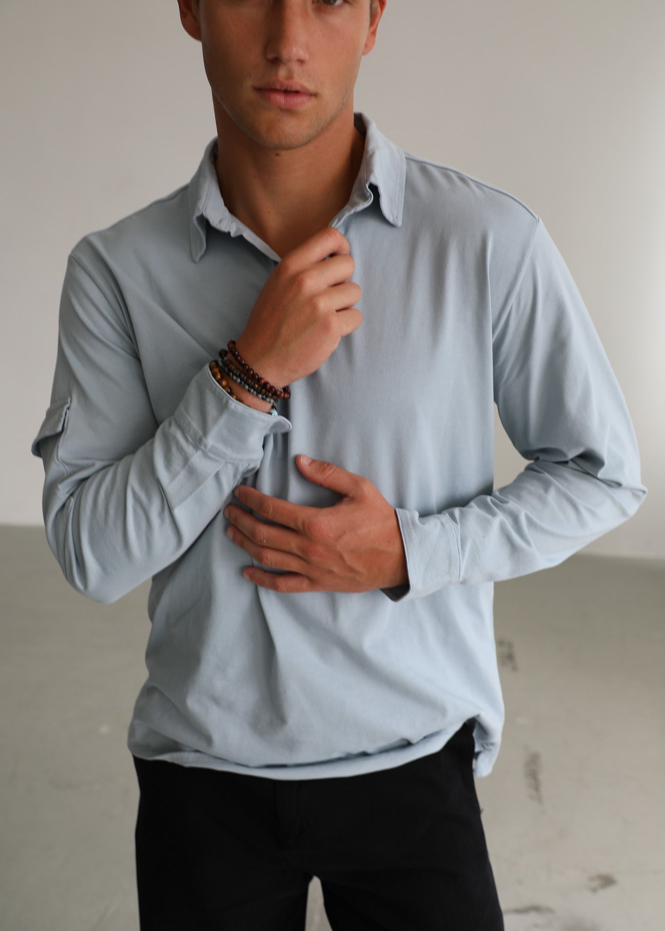 Soft Modern Side Pocket Polo Light Blue