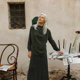 Draped Cupro Blouse Olive Green