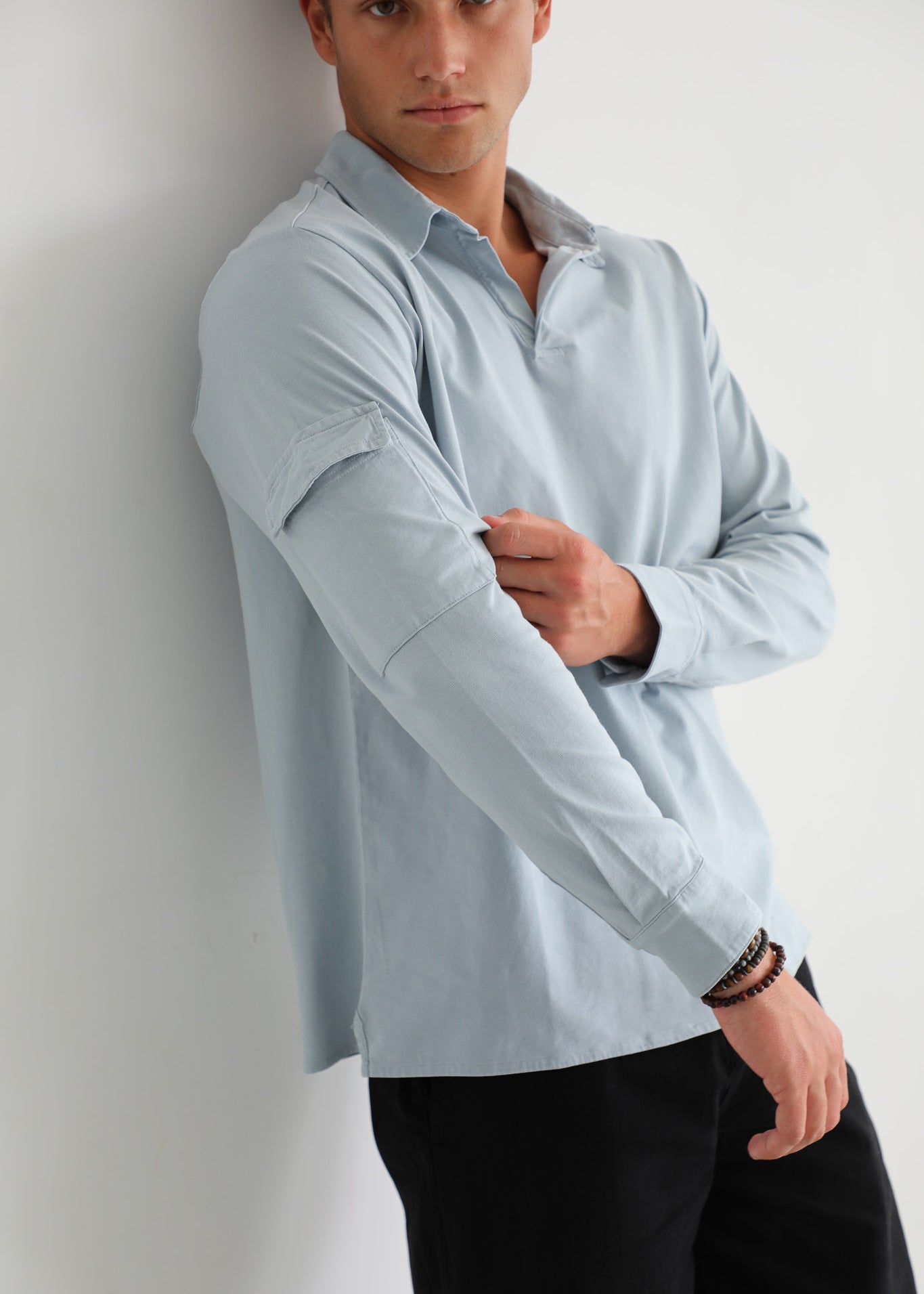 Soft Modern Side Pocket Polo Light Blue