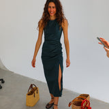 Gathered Long Dress Green