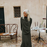 Draped Cupro Blouse Olive Green