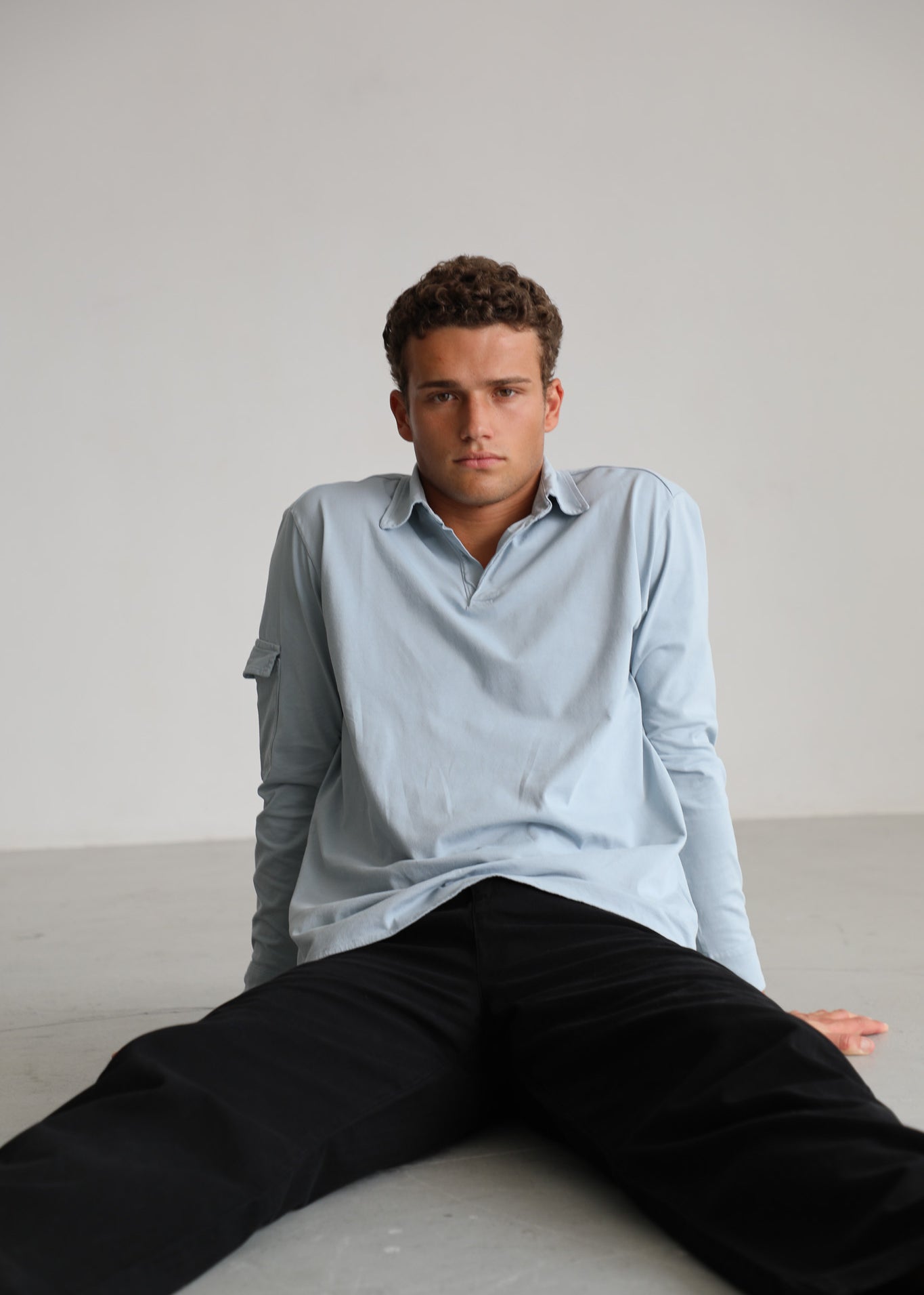 Soft Modern Side Pocket Polo Light Blue