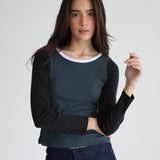 Triple Tone Long T-Shirt Blue