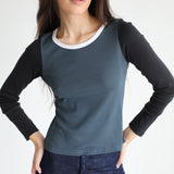 Triple Tone Long T-Shirt Blue