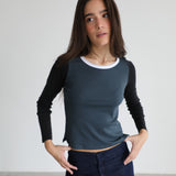 Triple Tone Long T-Shirt Blue