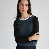 Triple Tone Long T-Shirt Blue