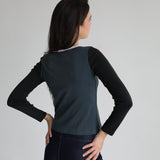 Triple Tone Long T-Shirt Blue