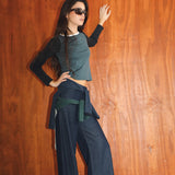 Triple Tone Long T-Shirt Blue