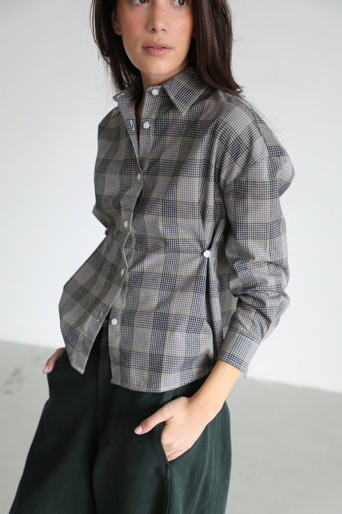 Square Shirt Detail Grey & Yellow